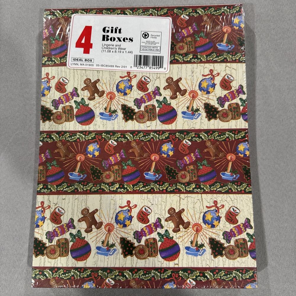 Vtg Ideal Box Brand Holiday Christmas Themed Gift Boxes Pack of 4 Made In USA